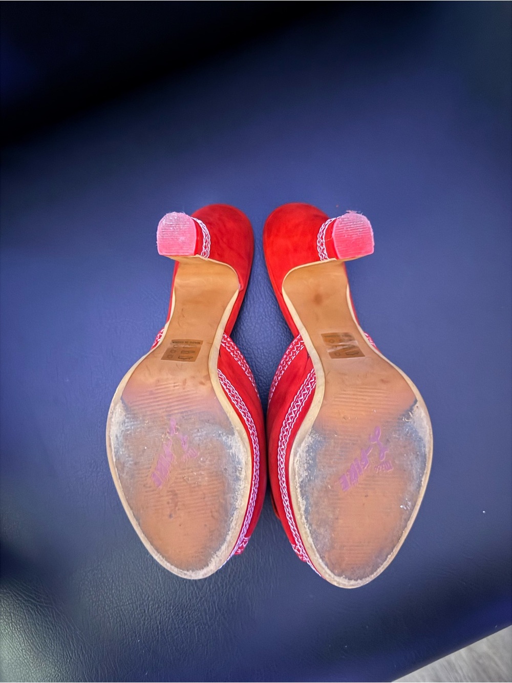 Miss L Fire - Red Open-Toe Bow Heeled Mules - Picture 4 of 4